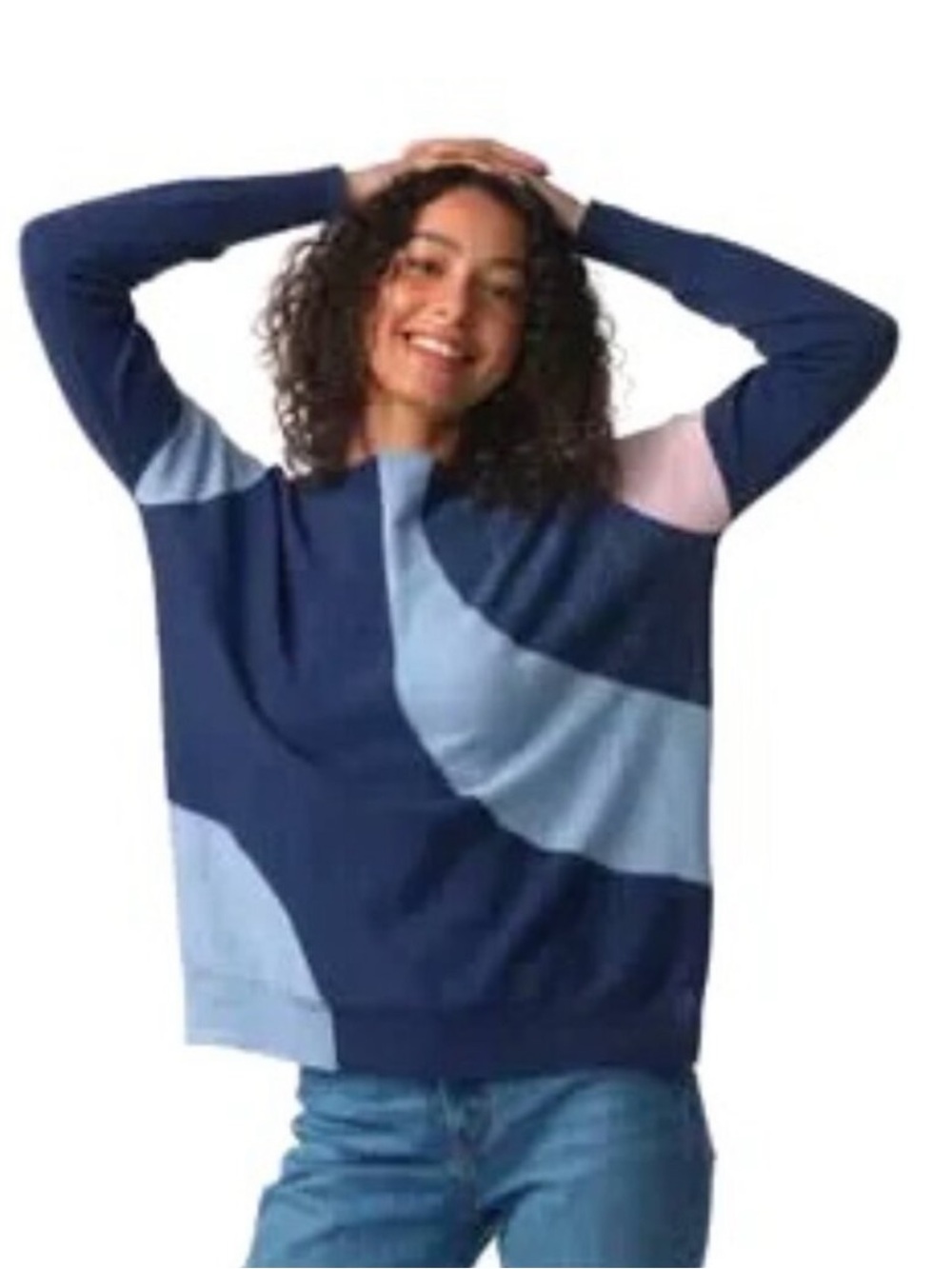 Zaket & Plover Whirlwind Sweater Boat Neck Cotton Cashmere Pullover Abstract